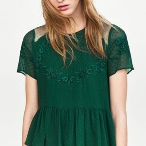 Zara Emerald Peplum Top